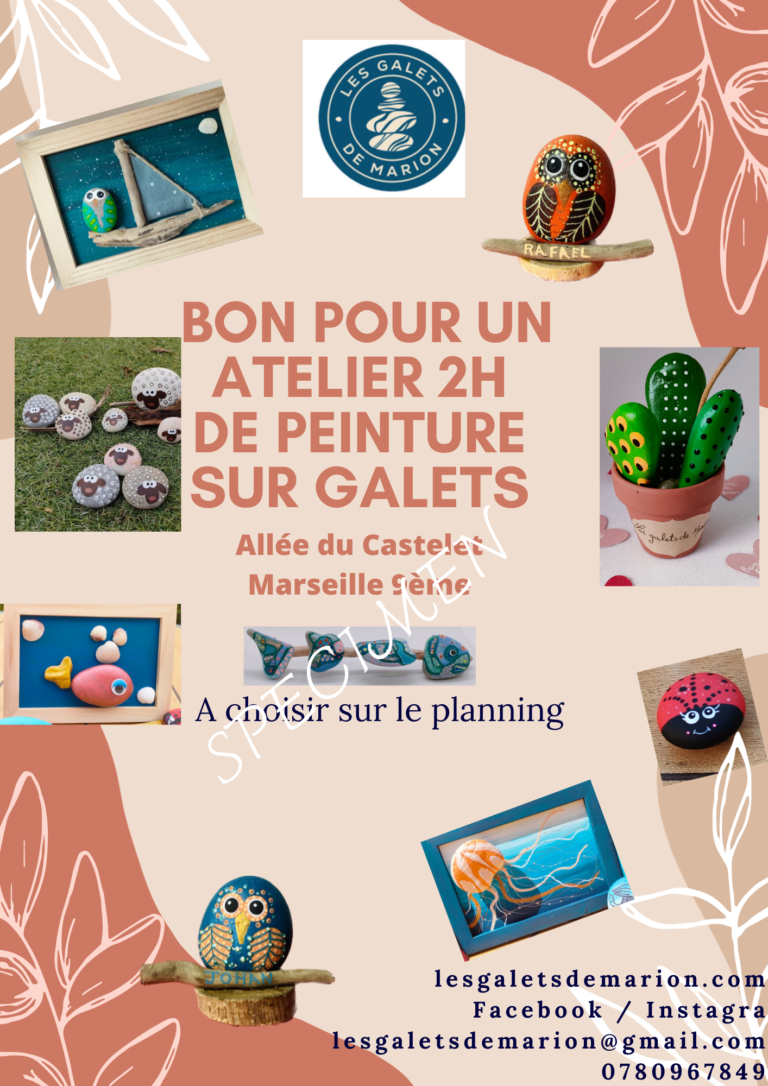 bon cadeau atelier loisir creatif de peinture sur galets les galets de Marion Marseille 9eme