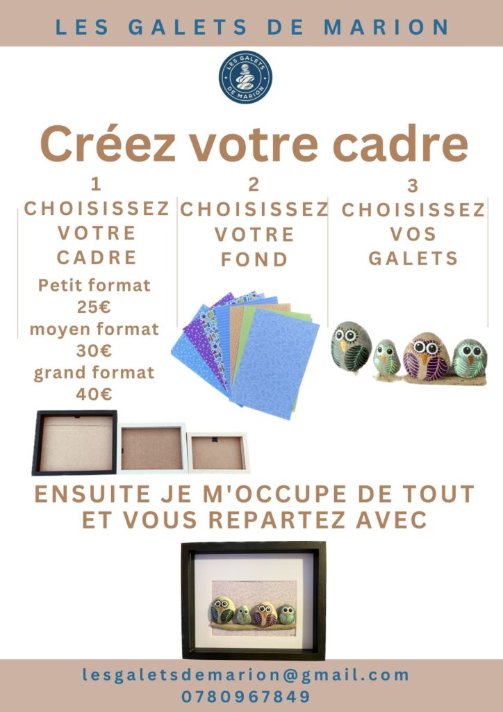 Flyer commande de cadre de famille peinture sur galets les galets de Marion