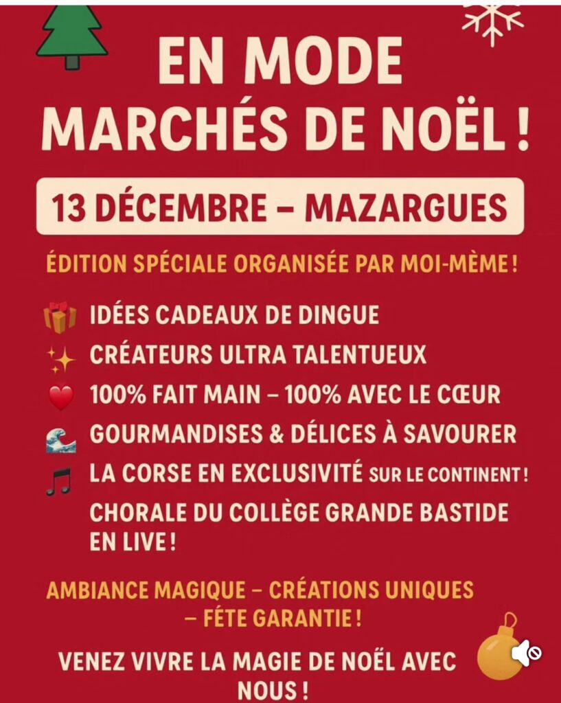 marché créateurs de Noël de Mazargue Marseille 9 samedi 13 décembre place de l'église