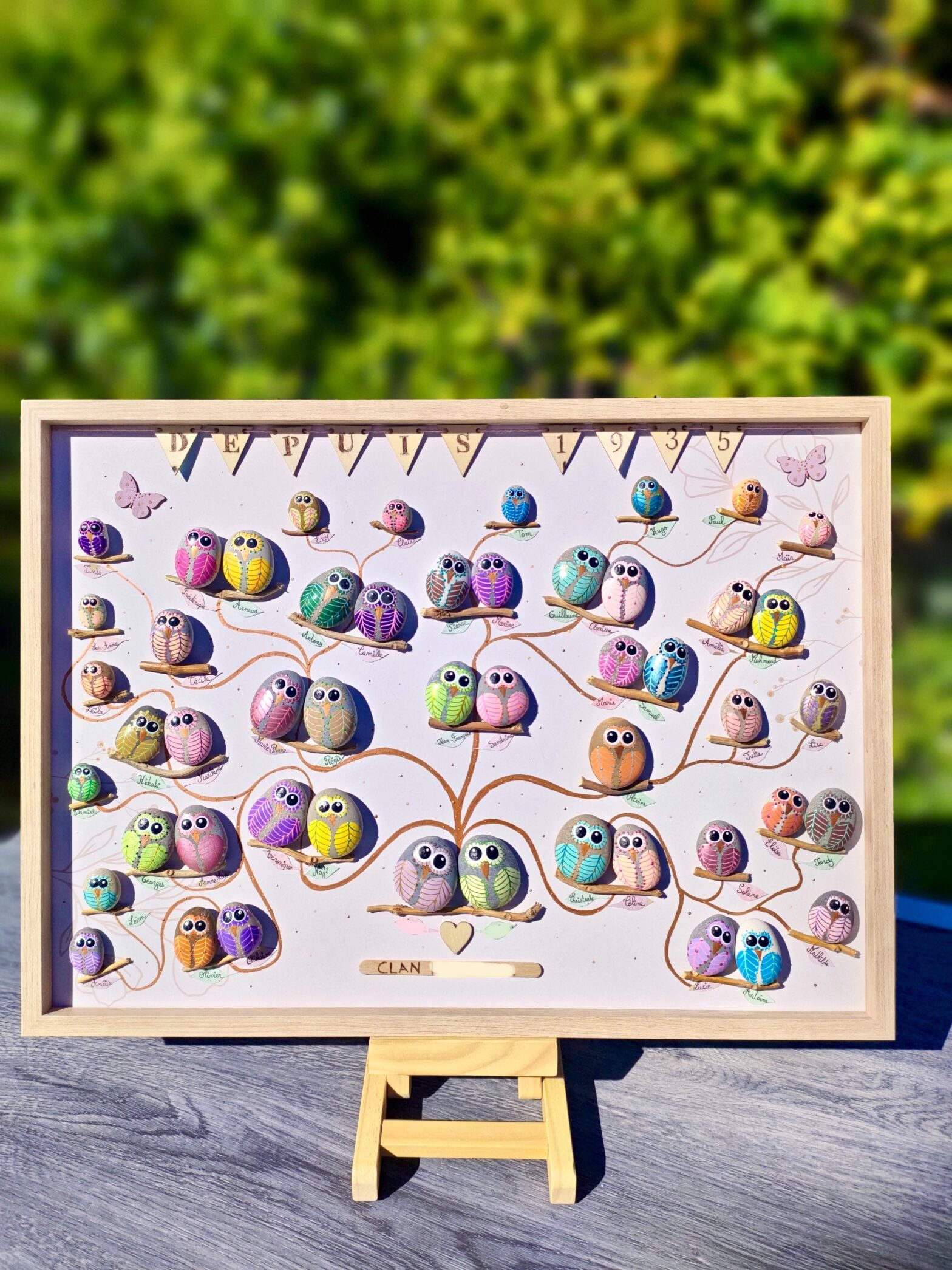 cadre galets peints arbre généalogique création intergénérationelle les galets de Marion Marseille