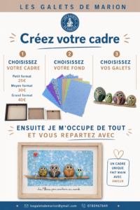 Flyer création de cadres galets peints personnalisés les galets de Marion