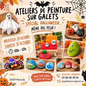 Atelier loisir créatif les galets de Marion vacances octobre 2026 thème Halloween Marseille 9ème pour tout public